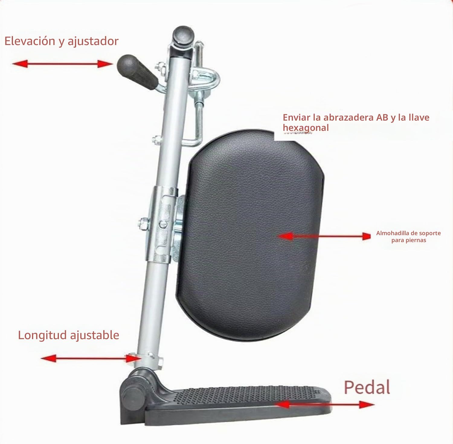 BLUEZY Reposapiés Elevadores Universales para Sillas De Ruedas Reposapiés Compuestos con Soportes Acolchados para Pantorrillas para Sillas De Ruedas Se Adapta A La Mayoría Right