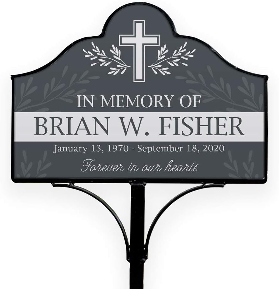 GiftsForYouNow Personalized Cross With Leaves Memorial Magnetic Sign Set