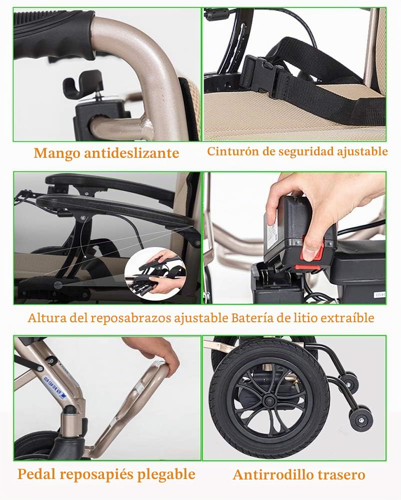 Silla 14Kg Ligera Lntelligent Plegable Llevar Sillas De Ruedas Eléctricas Para Adultos, Potencia Para Discapacitados Con Joystick, Silla De Ruedas Eléctrica De Doble Función Para Trabajo Pesado, Eléc