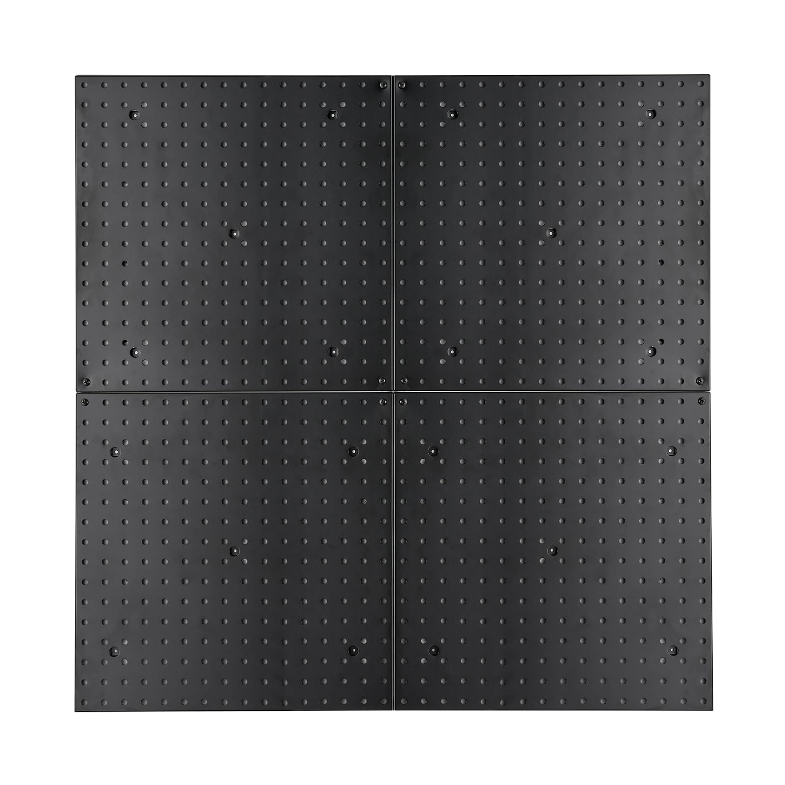TNINE Pegboard Wall Organizer Panels, Black 16X16 Inch Metal Pegboard Pack for Home, Garage Tool Storage, Workbench Organization, Craft Room (4PCS)