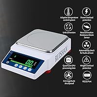 Vista 16 de Balanza analítica de precisión de laboratorio, 2000 x 0.00 oz, 4,4 x 0,00002 libras, báscula de pesaje electrónica, escala de 0.04 oz para química