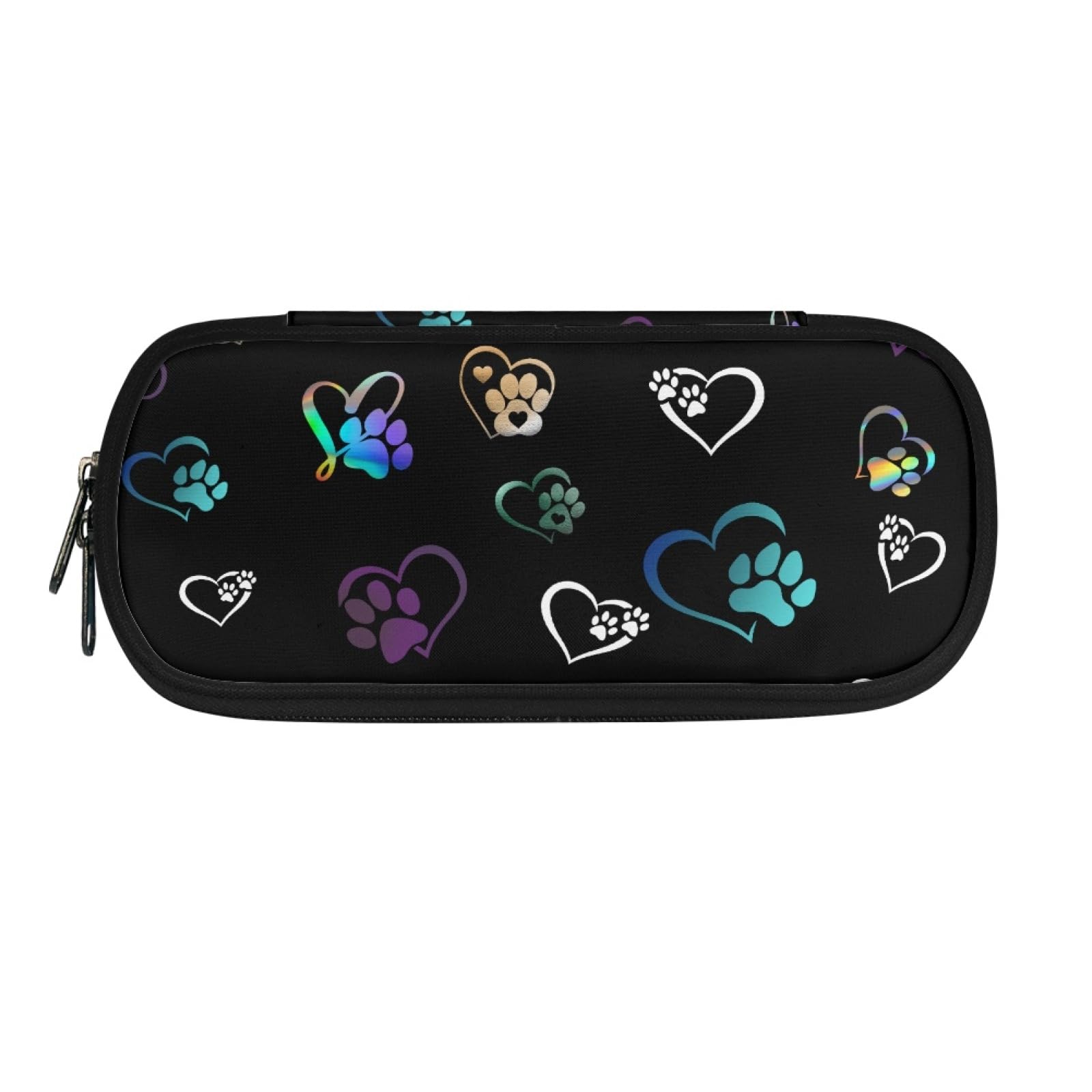 TOADDMOS Heart Dog Paw Print Pencil Bag for Kids Children Pen Case Desk Stationery Organizer Storage for School Large Pouch — image 1