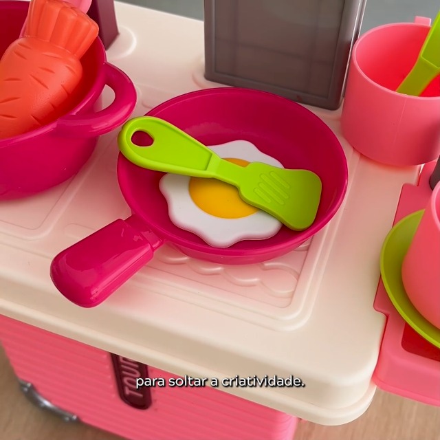 Cozinha Infantil Bancada 3 em 1 Maleta C/31 Peças Maxi Toys