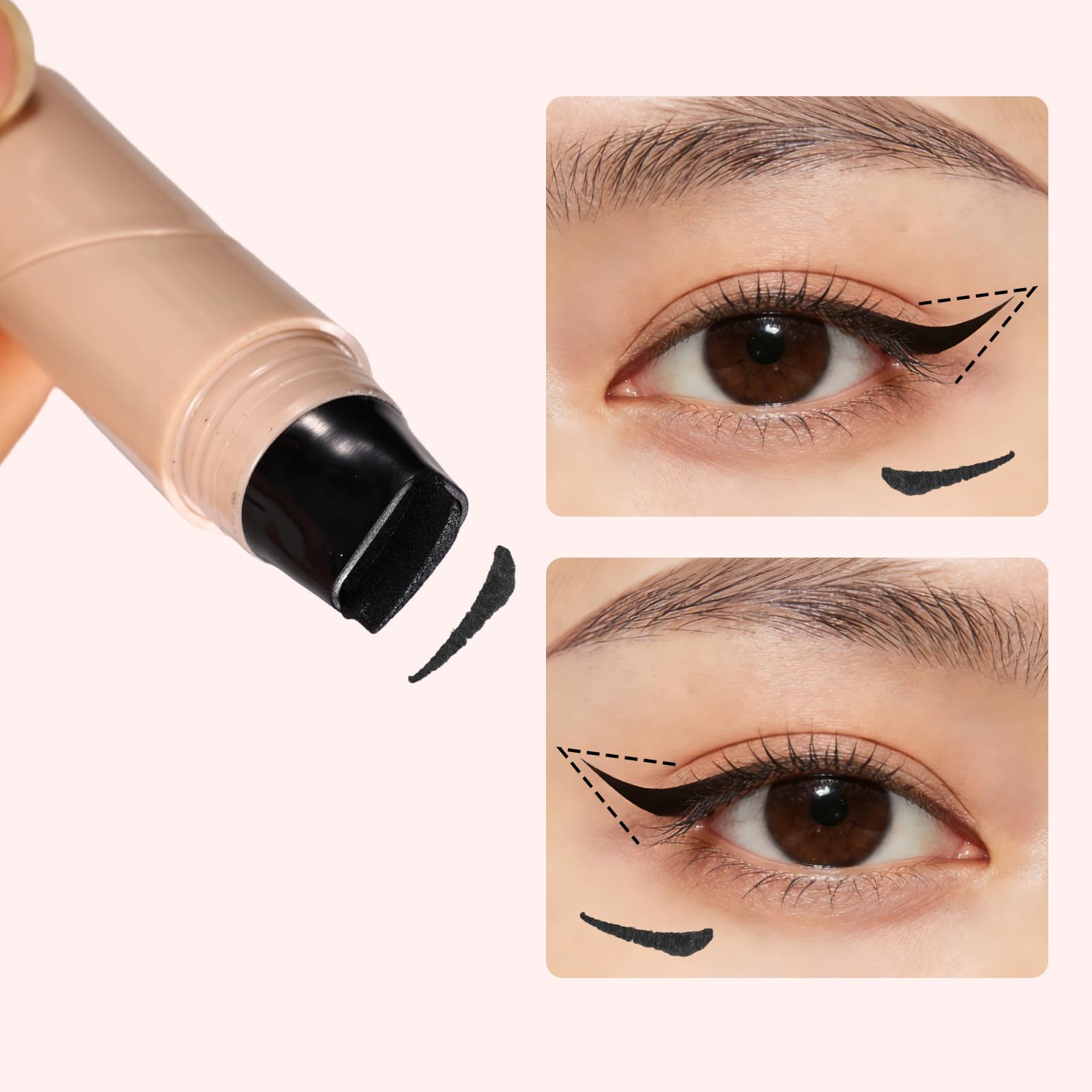 2szt Składane Stemple do Eyelinera, Dwustronny Czarny Płynny Eyeliner w Żelu w Formie Stempla dla Początkujących Łatwe Rysowanie Wykwintnego Makijażu