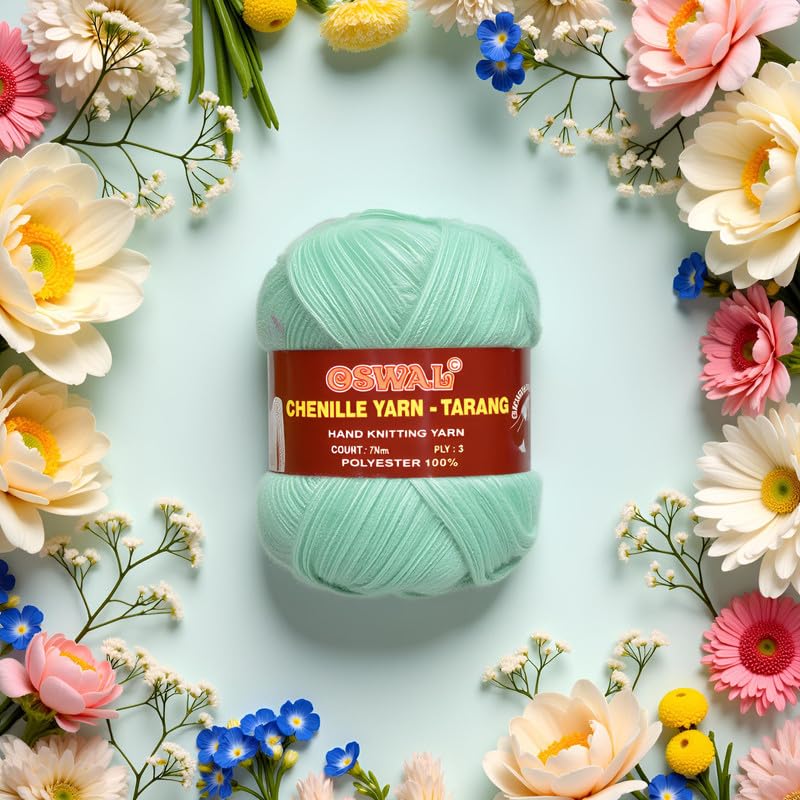 Image of M.G ENTERPRISE Knitting Wool Yarn, Soft Fancy Feather Wool Sea Green 500 gm Best Used with Knitting Needles, Soft Fancy Wool- Art-HGA
