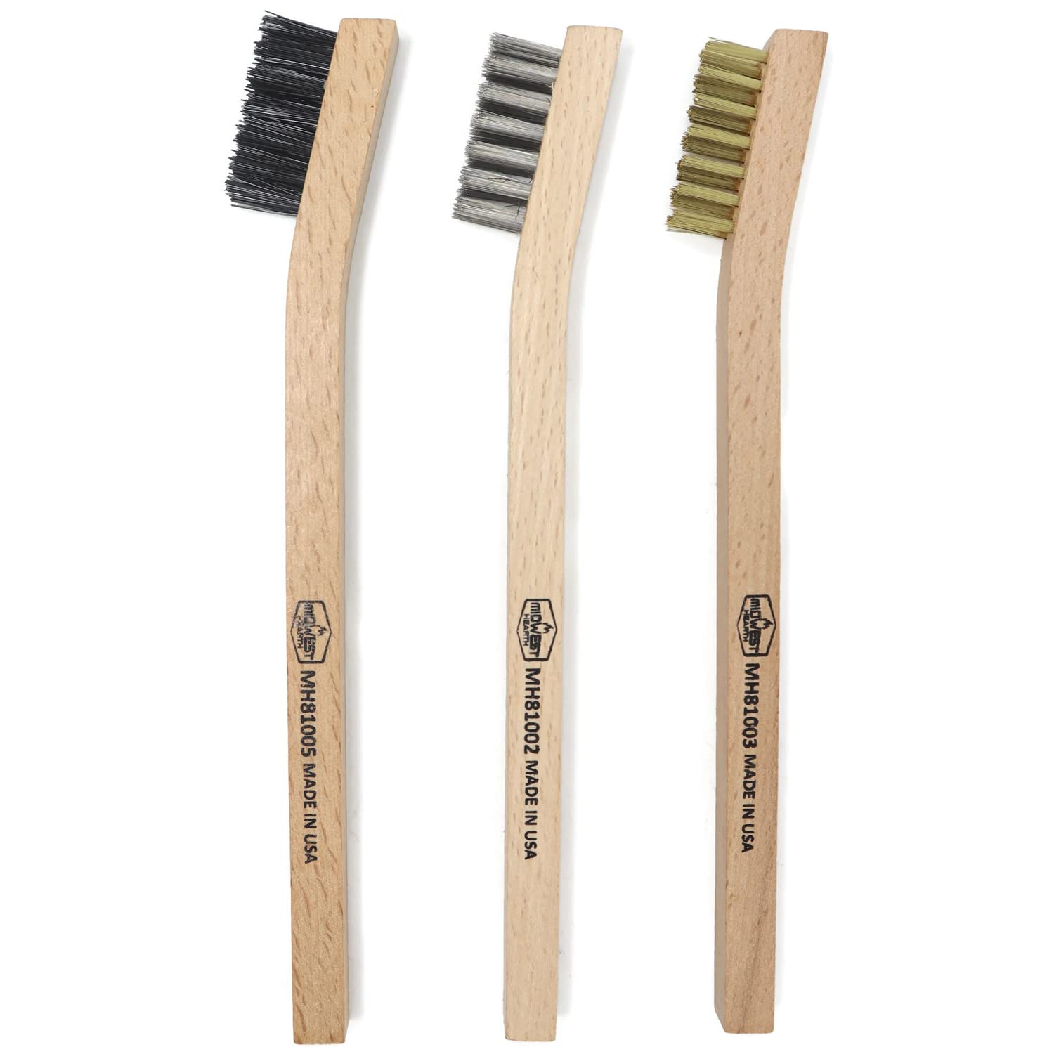 Wire Scratch Brush Set with Wood Handles (Made in USA) : Industrial & Scientific