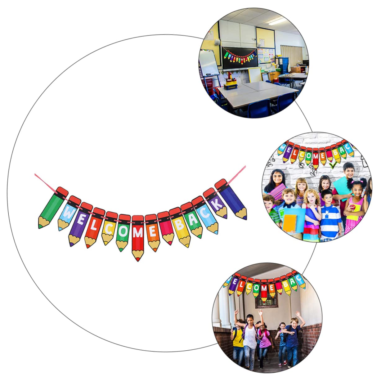 7piezas Banderín Decorativo De De Lápiz para Decoración Escolar y Fotografía Guirnalda De Bienvenida Aula y De