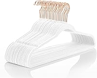 Vista 22 de MIZGI Perchas de Terciopelo Premium (Paquete de 50) Resistentes - Perchas de Fieltro Antideslizantes - Percha de Traje de Terciopelo Marfil