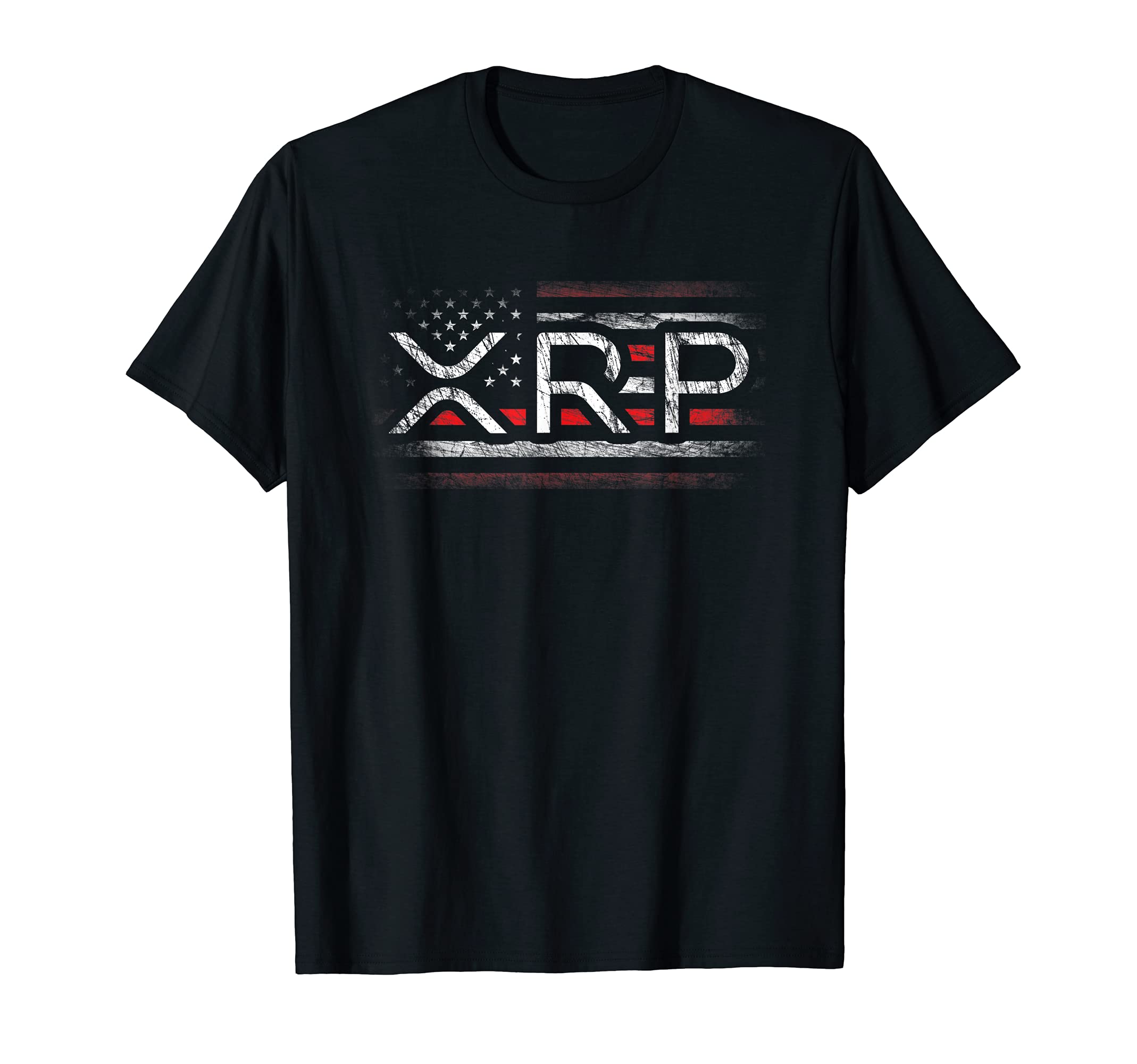Crypto Currency - XRP Cryptocurrency - American Flag - XRP T-ShirtOEKO-TEX STANDARD 100