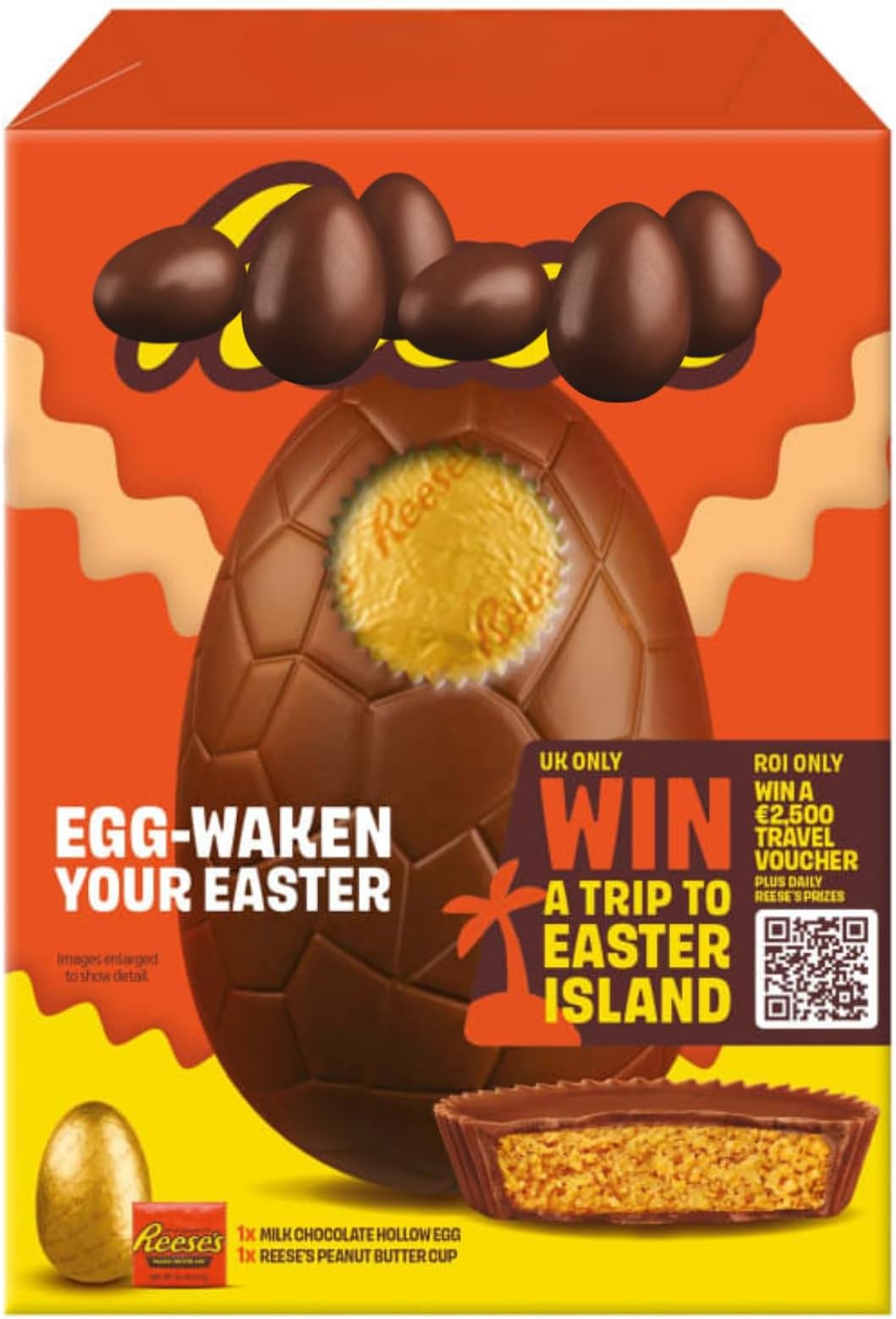 Peanut Butter Easter Egg 92g - Hollow Chocolate Egg with Peanut Butter Cups - Easter Gifts for Kids & Adults, Egg Hunt Prizes, Party Bag Fillers