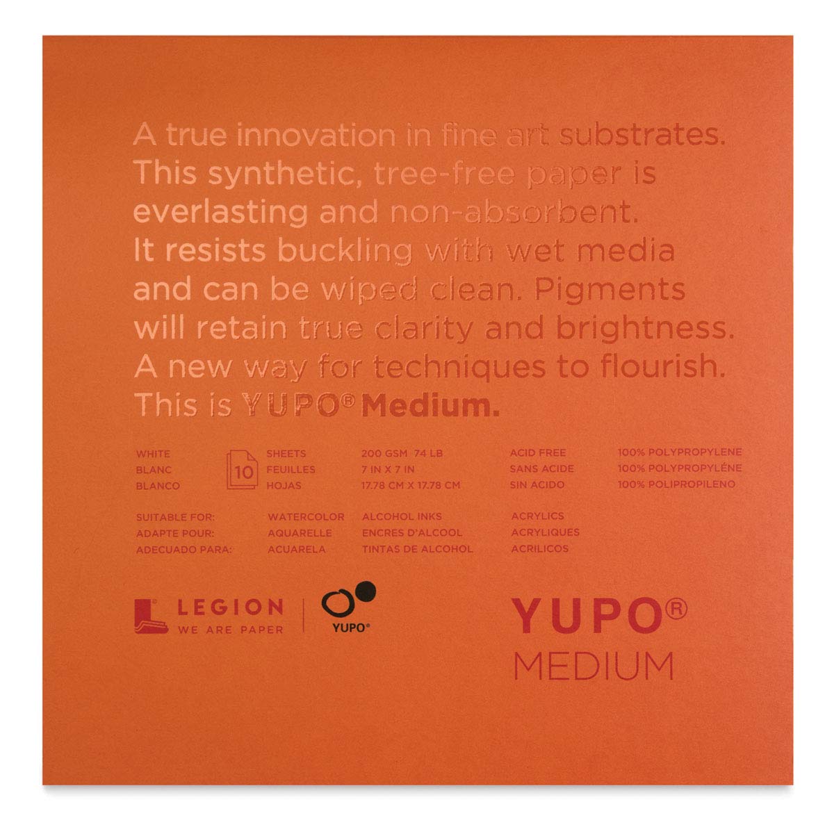 Legion Yupo Synthetic Paper Pad - 7" x 7", Bright White, 10 Sheets