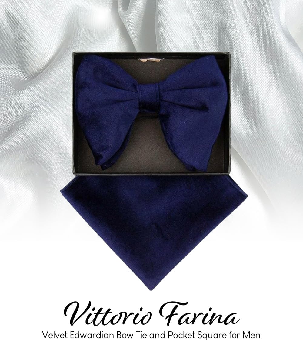 Velvet Edwardian Bow Tie & Pocket Square Set