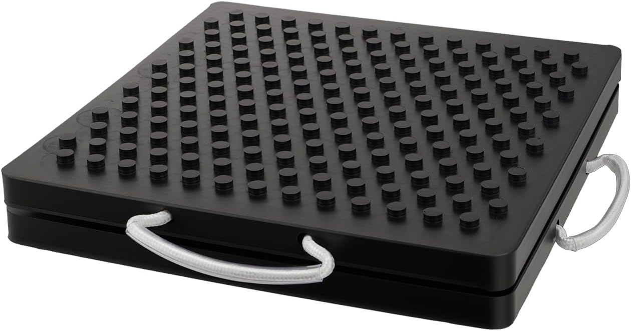 Extra Large RV Stabilizer Jack Pads, 12" x 12" x 1" Industrial Strength RV Jack Pads with Handle, Non-Slip Leveling Blocks for Soft Ground, Gravel, Asphalt, 2-Pack Black