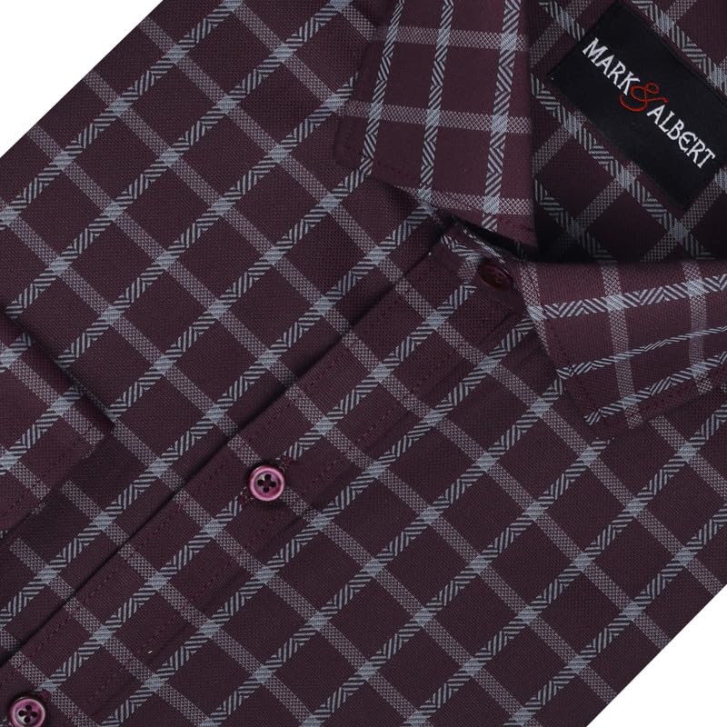 Image of MARK & ALBERT 100% Cotton Full Sleeves Regular Fit Formal Shirt for Men Blue