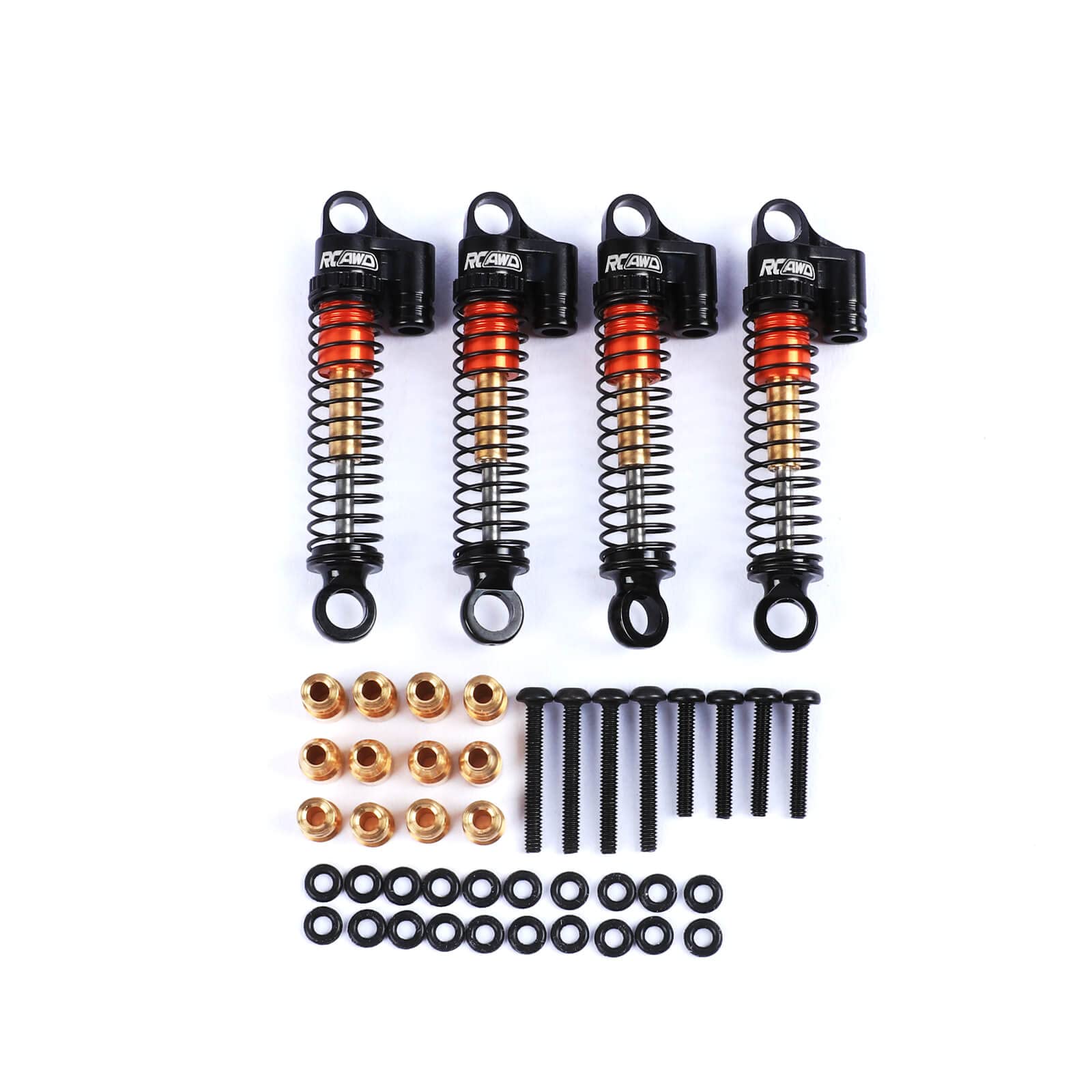 RCAWDUpgrades for Hobby Plus CR-18P Rock Van, T-Hunter, Trail Hunter Double Barrel Shock Absorber Parts, Aluminum Front Rear RC Shocks Damper Parts for #240071#240012 Black
