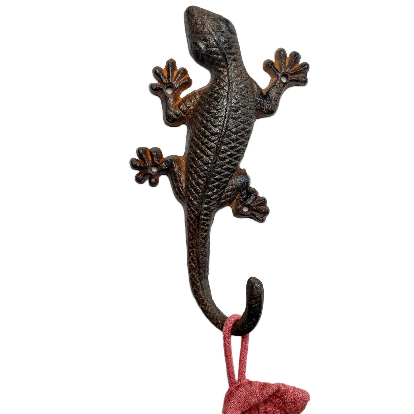 Darthome Gecko Single Hook Cast Iron Rustic Metal Animal Wall Coat Hanger Traditional Peg 18cm