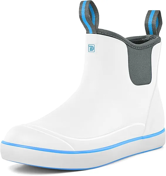 Trudave Deck Boots for Men, Men's Waterproof Insulated Reliable Rain Boots, Anti-Slip Ankle Rubber Boots with High-Traction for Fishing Boating, Size 6-14