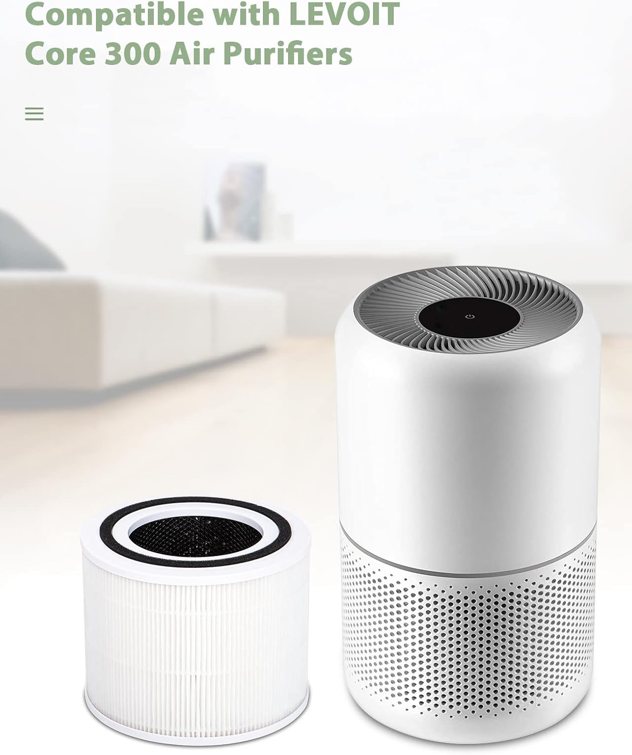 2-Pack Core 300 Air Purifier Replacement Filter Compatible with LEVOIT Core 300 and Core 300S, Replace Core300-RF