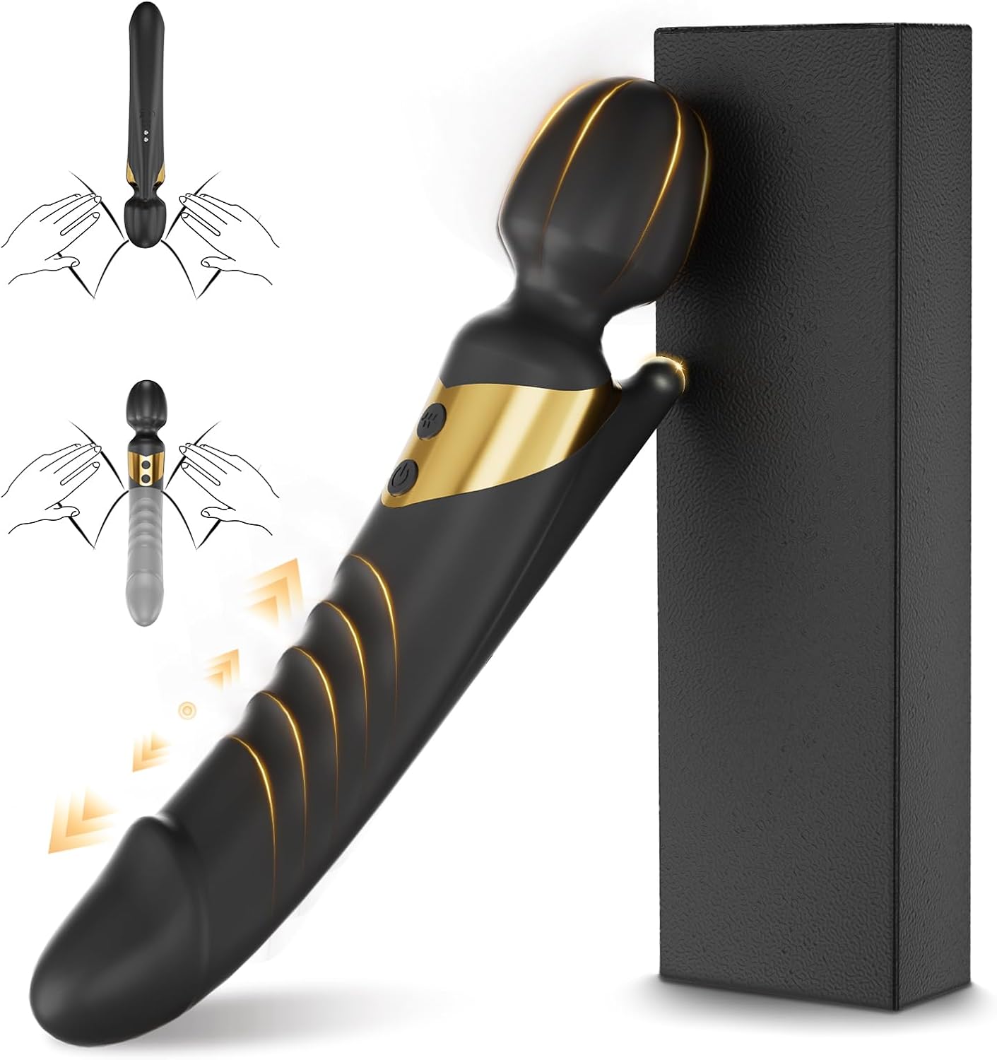 Vibrator Wand Dual End Strong Vibrators, Vibrating Thrusting Dildo G Spot Vibrator with 8 Modes, Clitoral Stimulator with 8 Modes, Full Body Wand Massager Adult Sex Toys for Women Couples Pleasure