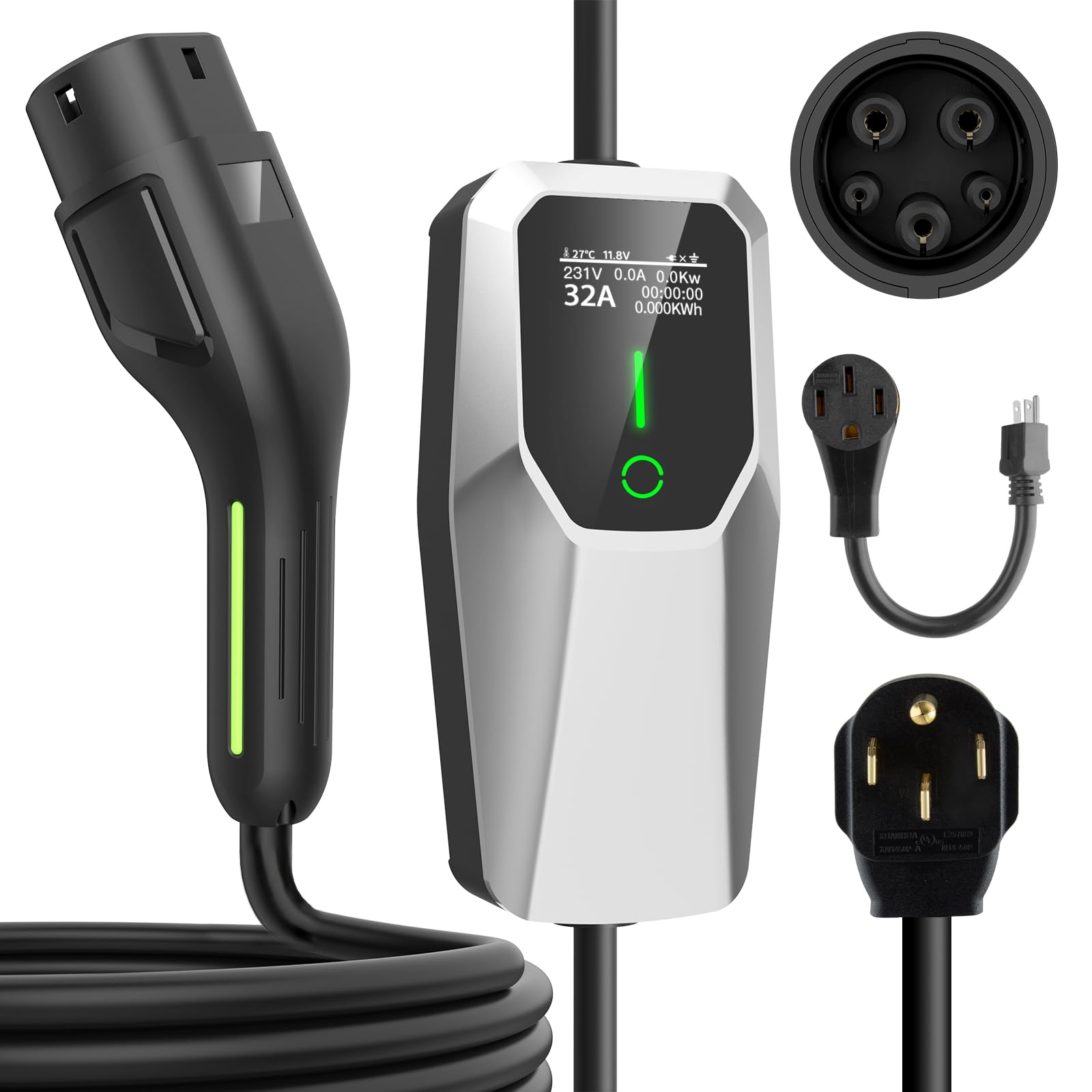 AWESAFE EV Charger Level 2 32Amp NEMA 14-50 Plug, 7.6KW Portable