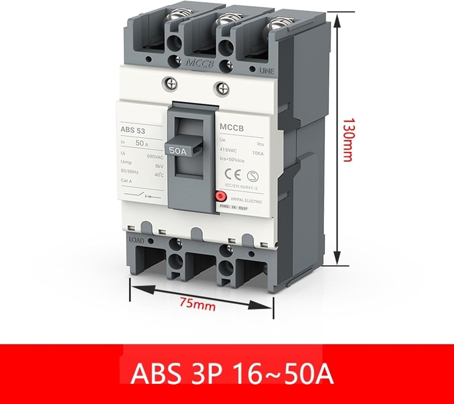 AC MCCB 63A 100A 125A 2P 3P Moulded Case Circuit Breaker Protector Safety Switch(2,50A)