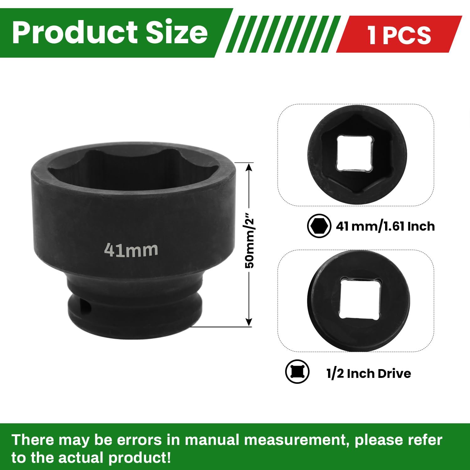 Bussola per Avvitatore a Impatto 1/2" 41 mm 6 Poli, in Acciaio Cromo-Molibdeno (Cr-Mo), per Bidone - Uso Intensivo Professionale in Officina e Industria