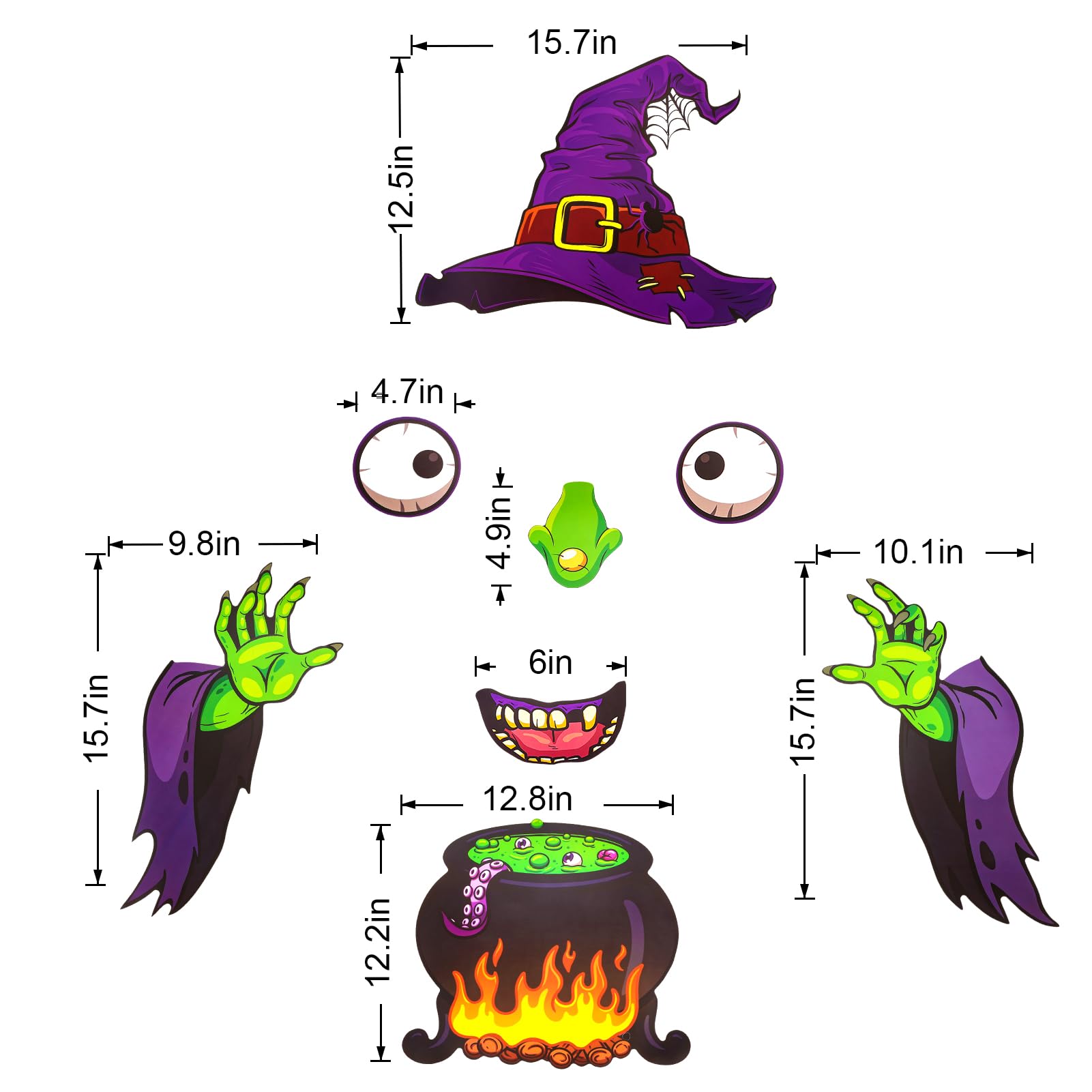 MM MEGIJAAKI Halloween Trunk Or Treat Car Decorations Kit – Witch Design With Spider – SUV & Garage Door Decor - View #9