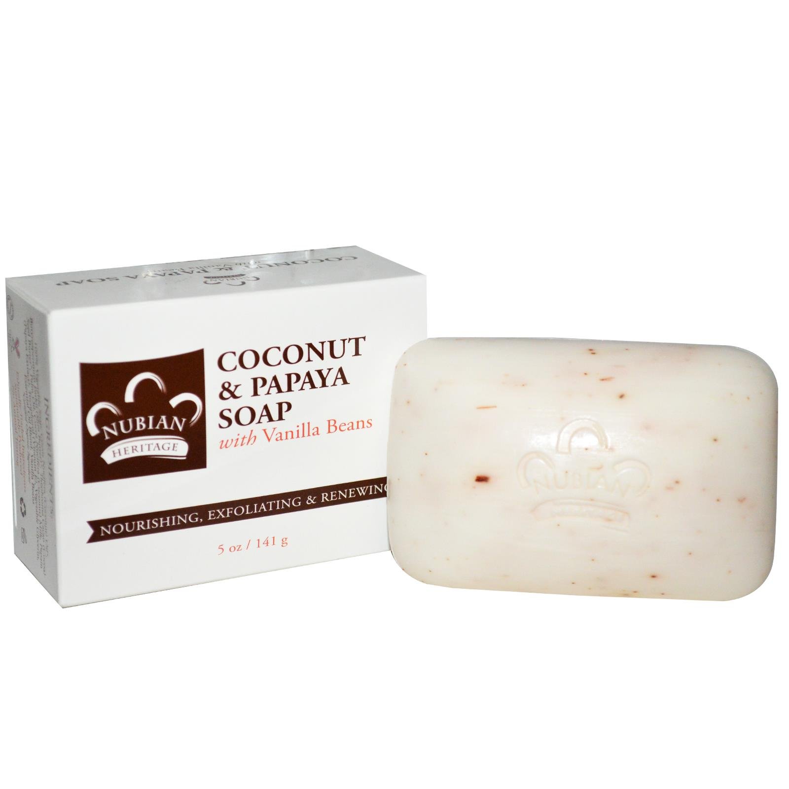 Nubian Heritage, Soap Bar Coconut Papaya Vanilla Beans, 5 Ounce
