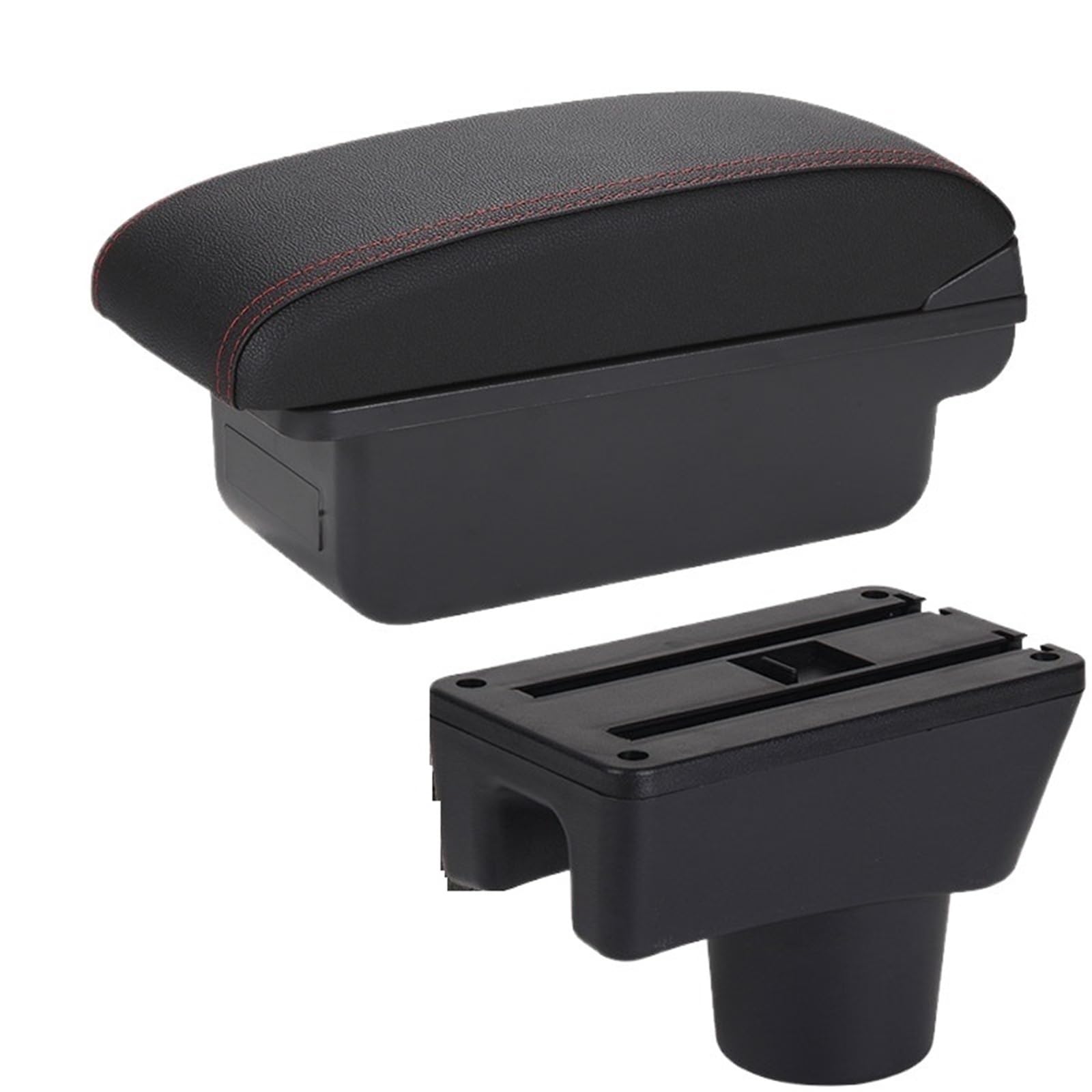 POZMNGTI Armrest Compartment Armrest Box Fit For Dodge Attitude Fit For Mitsubishi Space Star Storage Box Car Accessories(C1 Black red NO USB)