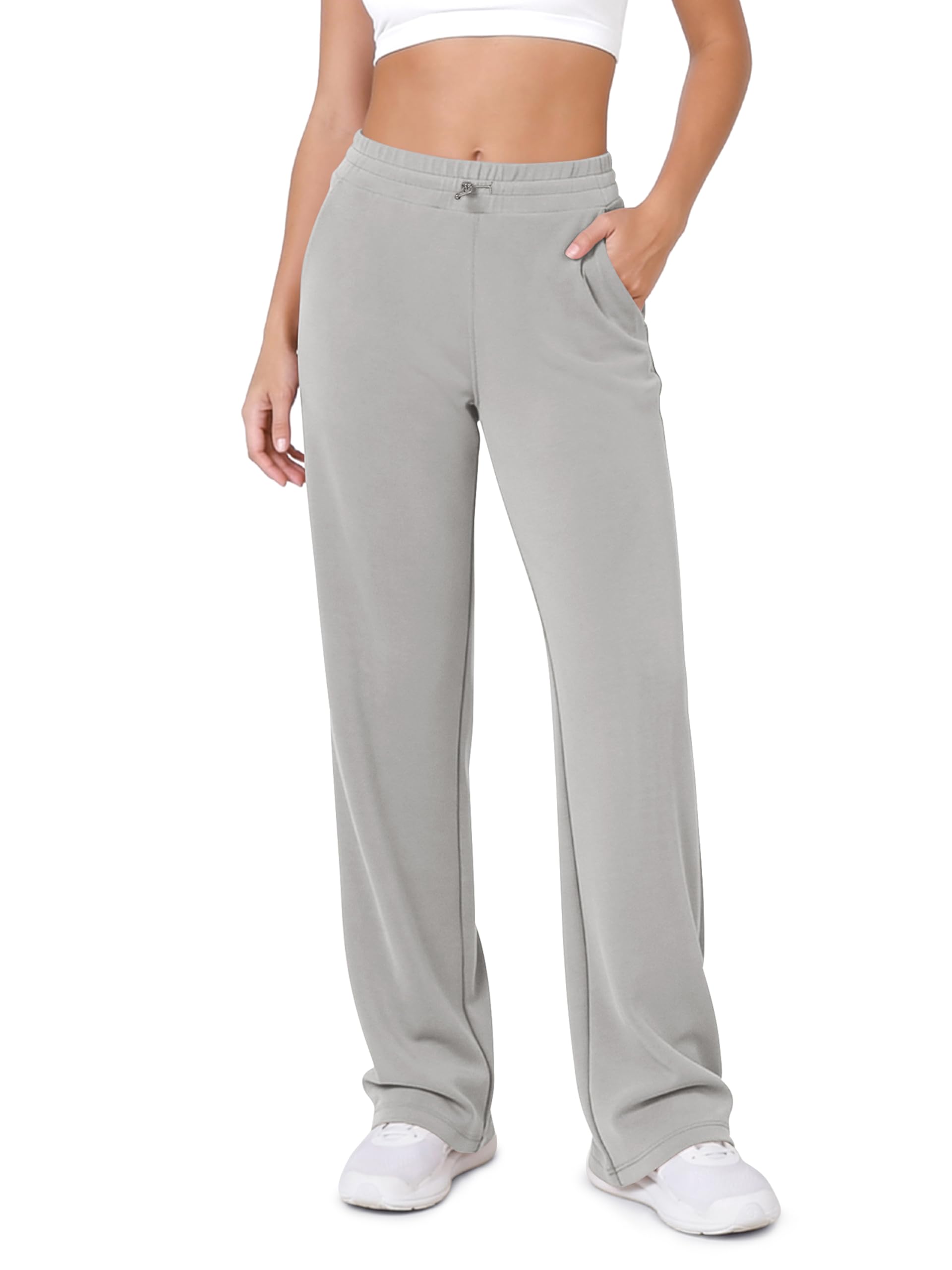ODODOS Women's Modal Soft Wide Leg Pants with Pockets Adjustable Shockcord High Waist Casual Lounge Pants-27/29/31" Inseam