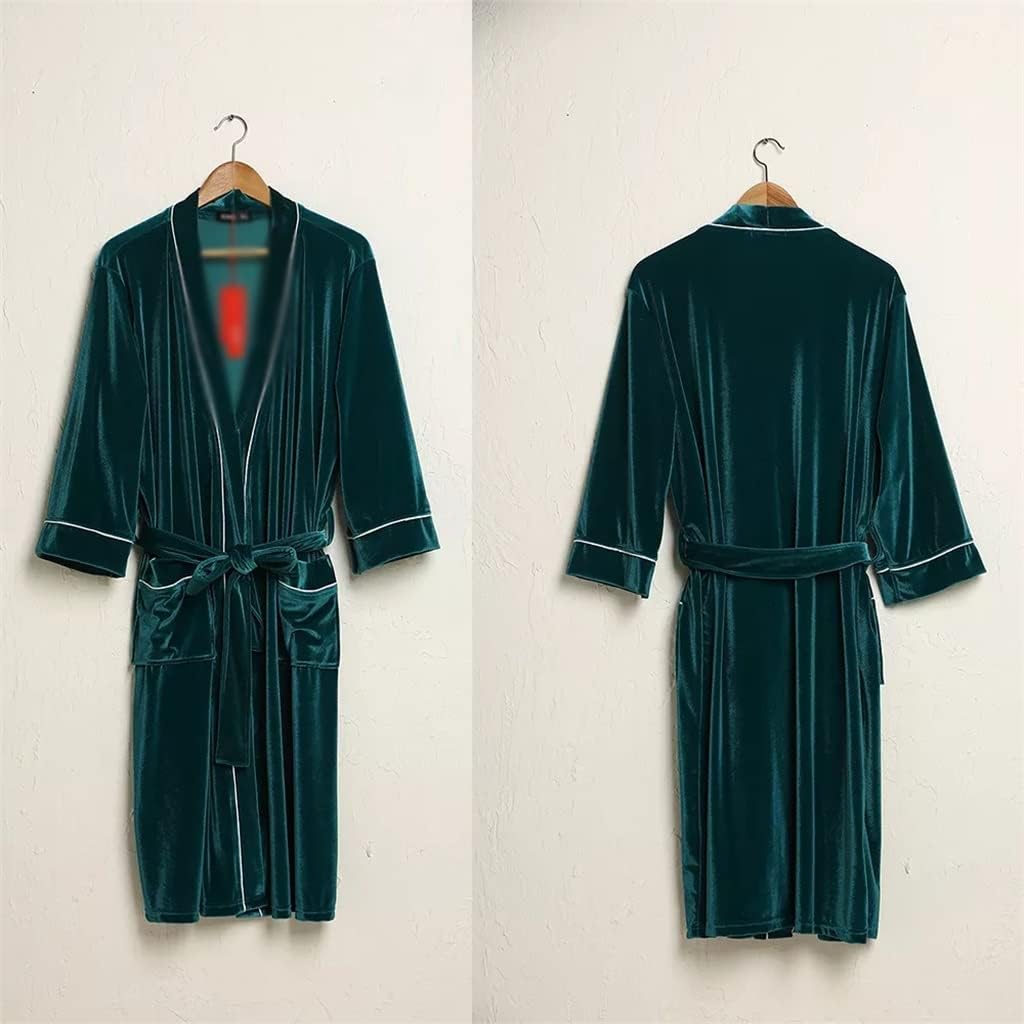 Men's Thin Gown Women's Couple Bridal Wedding Dress V-Neck Women's Gown Pajamas Soft Velvet Bathrobe