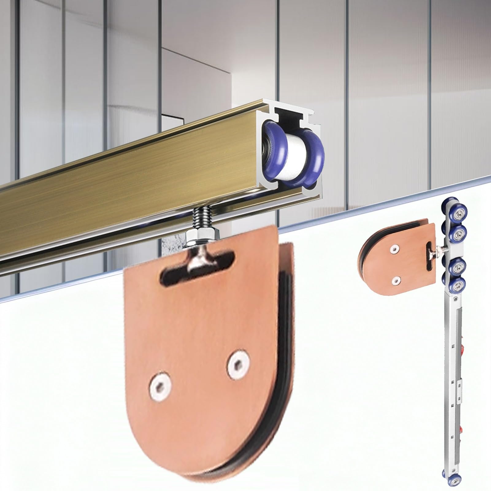 Sliding Glass Door Track Kit, Sliding Barn Door Hardware Kit, Soft Close