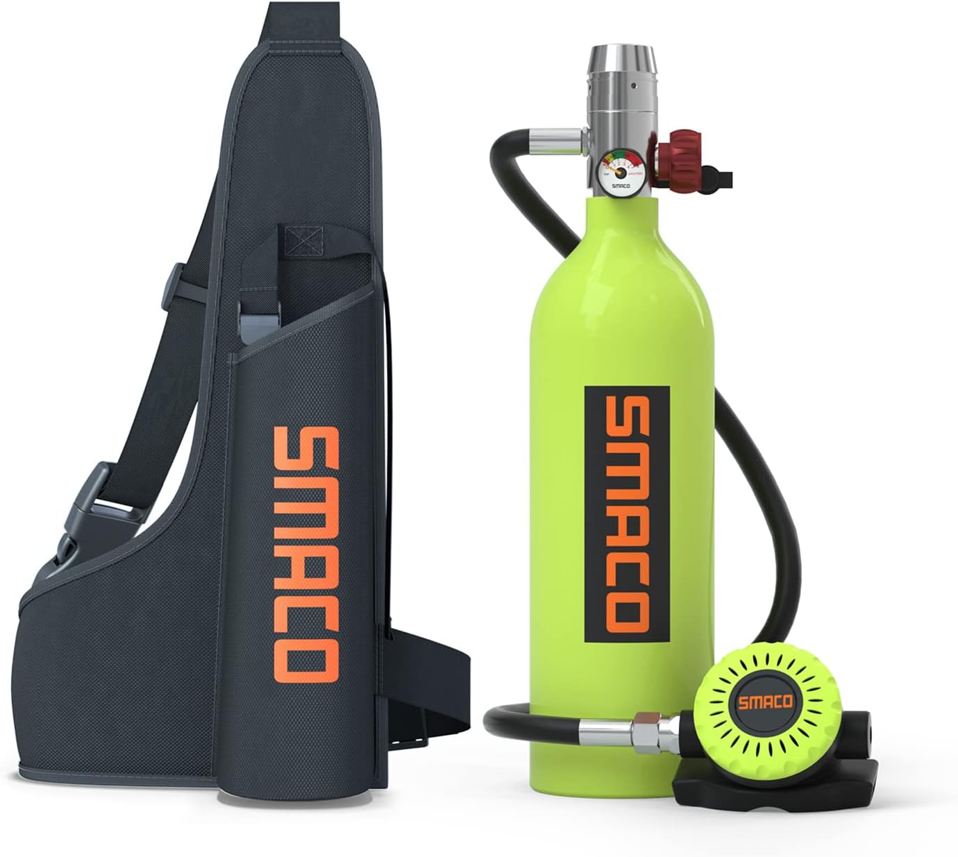 SMACOS400 1L Mini Scuba Tank Up to 20 Min Dive Time, Portable Diving Cylinder for Scuba Diving, Snorkeling &Emergency Rescue
