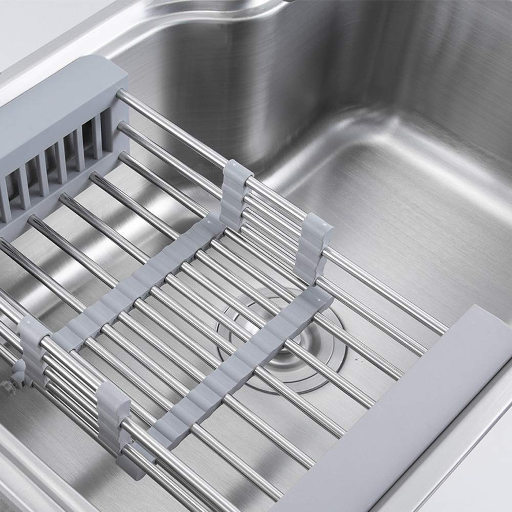Grifo de Fregadero Individual para Cocina con Cesta escurridora de Platos, Kit Completo de fontanería, desagüe, instalación empotrada (Tamaño: 620x430x200 mm)