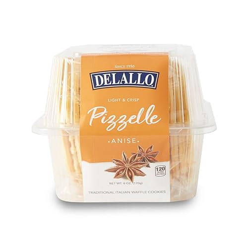 Miniatura 2 de DeLallo Galletas de anís Pizzelle (paquete de 2) galletas de anís con textura ligera de gofre, sabor dulce de regaliz, auténticas galletas horneadas