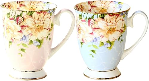 Miniatura 4 de Taza de café 10.1 fl oz, taza de cerámica de porcelana de hueso, tazas café pintura floral, presente creativo, ceremonia vintage