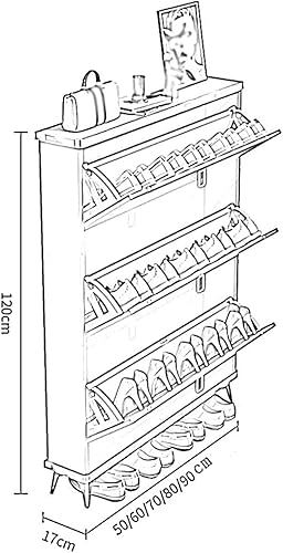 Miniatura 3 de Zapatero almacenamiento estrecho de zapatos con 3 cajones abatibles armario de almacenamiento de zapatos de entrada para tacones botas pantuflas