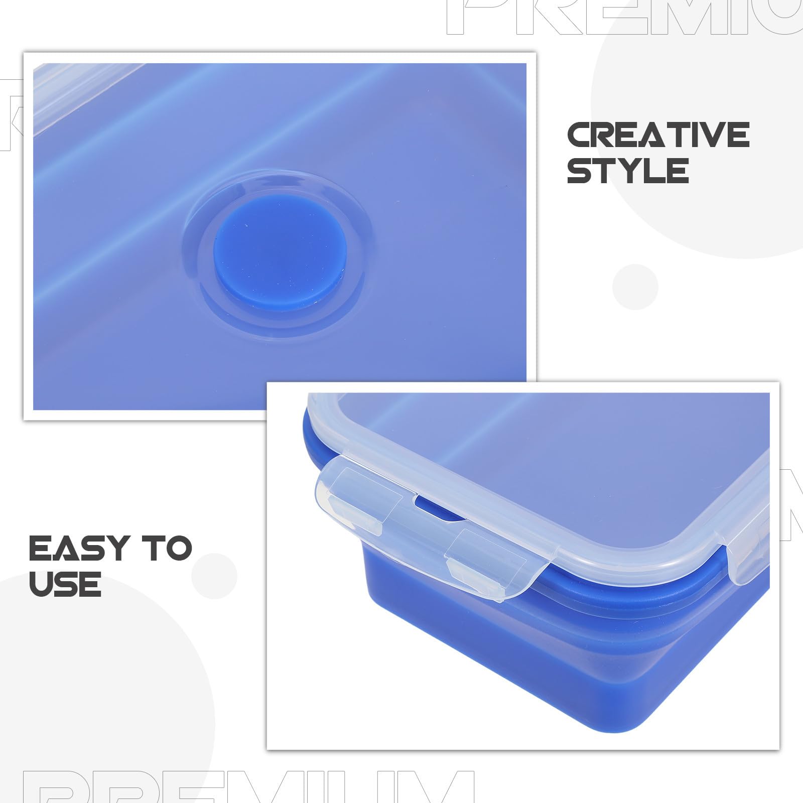 4 Piezas Recipientes Plegables de Silicona para Alimentos con Tapa Hermética, Aptos para Microondas y Bolsa de Viaje, Capacidad 350-1200ml, Estructura Flexible y Segura