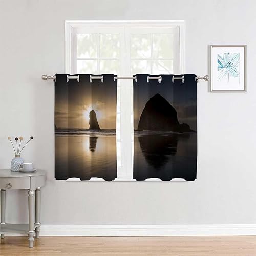 Cortinas para Habitacion Landscapes Sunset Night Scenery Cortina opaca para puerta, 55 pulgadas de ancho por 55 pulgadas de largo, 2 paneles