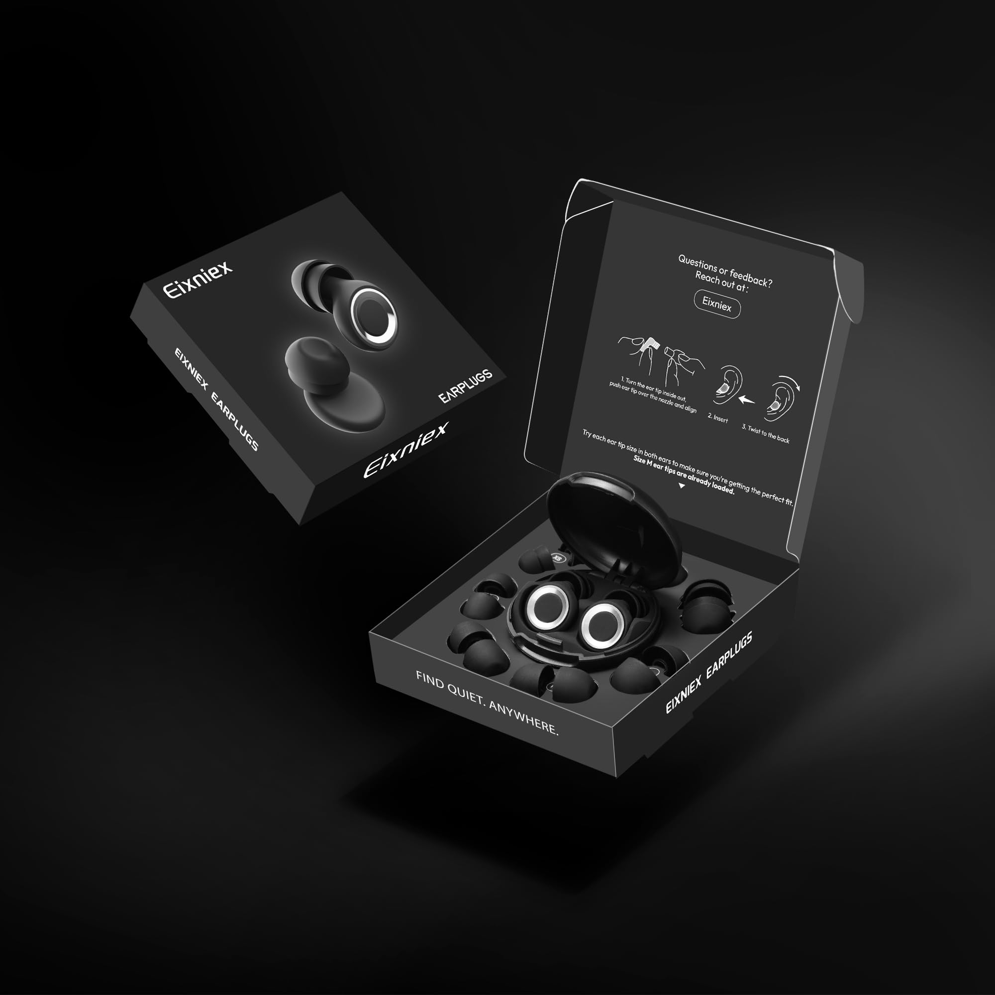 Bouchon d'Oreille - Silence Total ! Design à Embouts Simple + Double | Réduction du Bruit 46 dB & Technologie d'Étanchéité Avancée | 8 Paires (XS-L) + Étui | Approuvé par des Millions
