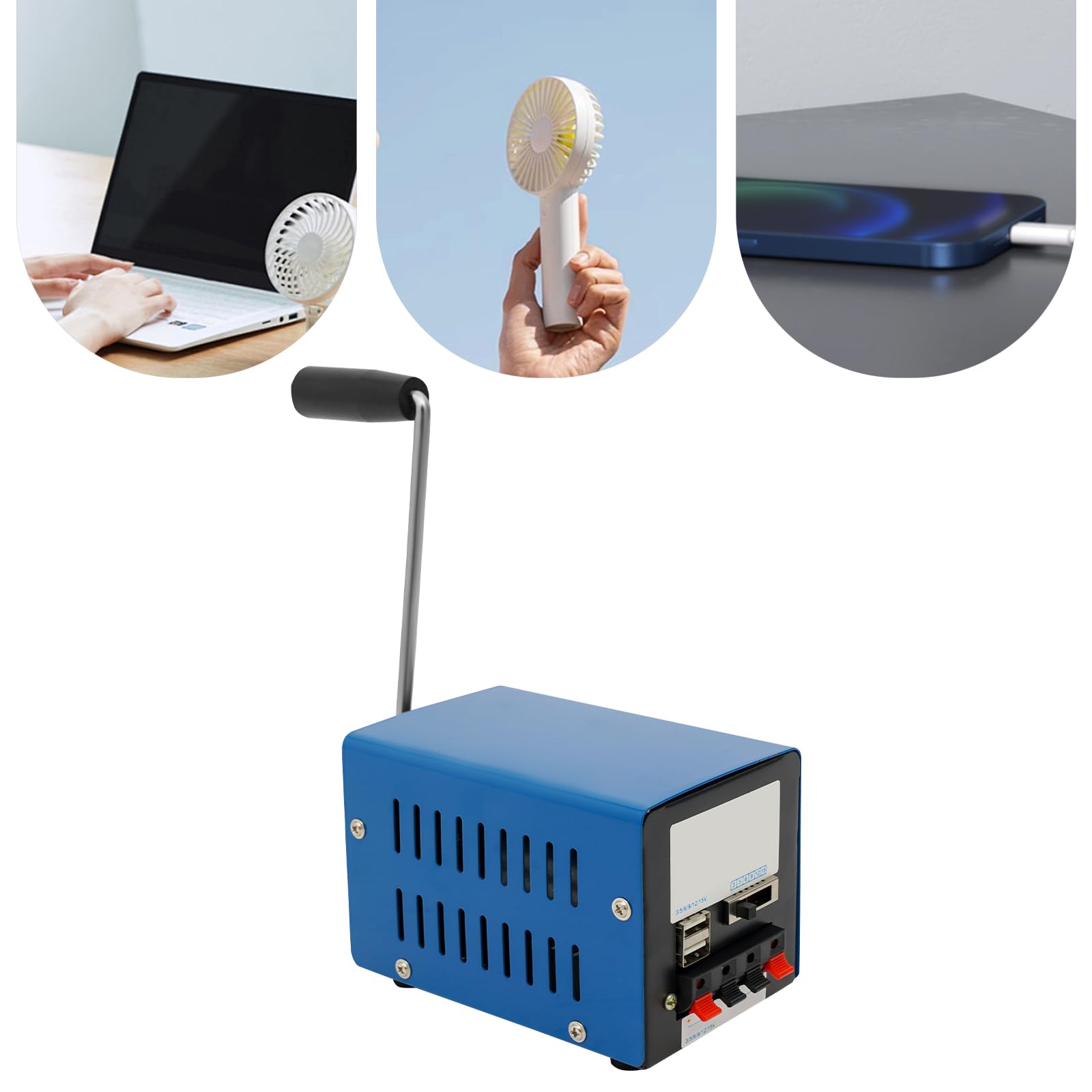 Generador de mano de 20 W máx. de manivela, generador de energía de emergencia portátil con USB, fuente de alimentación manual 12,7 x 8,6 x 8,8 cm para camping al aire libre