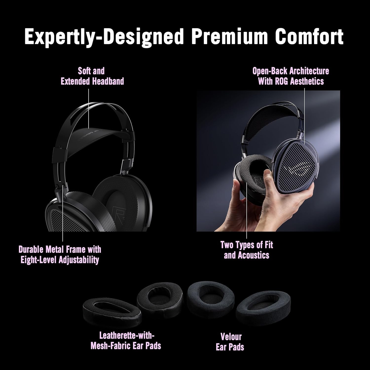 Cuffie da Gioco Cablate ASUS ROG Kithara, Driver Magnetico 100 mm, Microfono MEMS, Ingressi 3,5 mm, PC/Switch/PS5, Nero