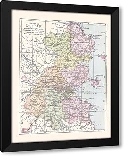 ArtDirect Bartholomew 19x24 Black Modern Framed Art Print Titled: Dublin County Ireland - Bartholomew 1882