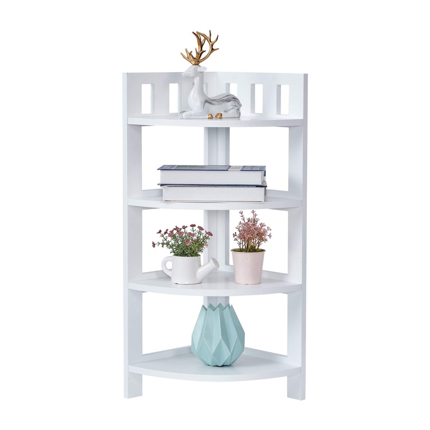 Buy Mxfurhawa 4Tier Corner Shelf Ladder Stand Bookcase for Living Room