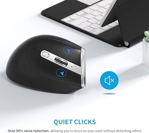 Miniatura 3 de ECHTPower Ratón inalámbrico ergonómico, ratón vertical con receptor de 2.4 GHz, mouse silencioso con DPI ajustable 100016002400, ratones ópticos