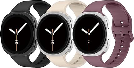 DMVEIMAL 3 x Soft Silicone Strap for Samsung Galaxy Watch 8 Band 44 mm 40 mm/8 Classic Strap 46 mm Men Women Waterproof Silicone Sports Strap Replacement Bands for Samsung Watch 8/8 Classic Strap