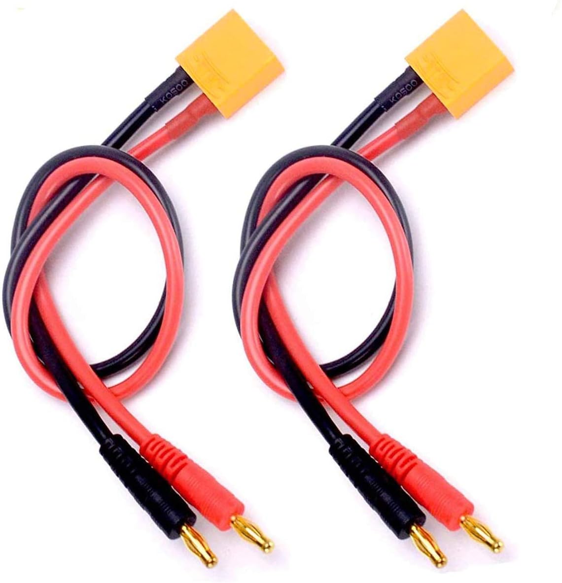 FLY RC 2 Pack XT90 Charging Cable XT90 to 4.0mm Banana Connector Adapter Charger Wire 30cm 11.8inch 12awg Lipo Battery Charge Lead for FPV RC Power Supply
