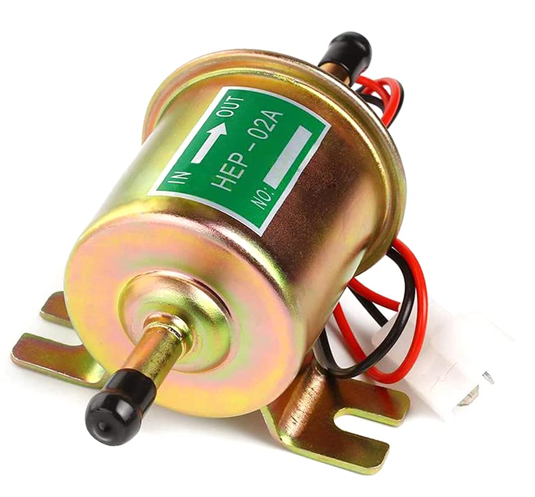 Pompa carburante elettrica universale, gas a pressione diesel in linea a bassa pressione modulo pompa in metallo bullone di fissaggio filo in linea per benzina e diesel HEP-02A (oro)