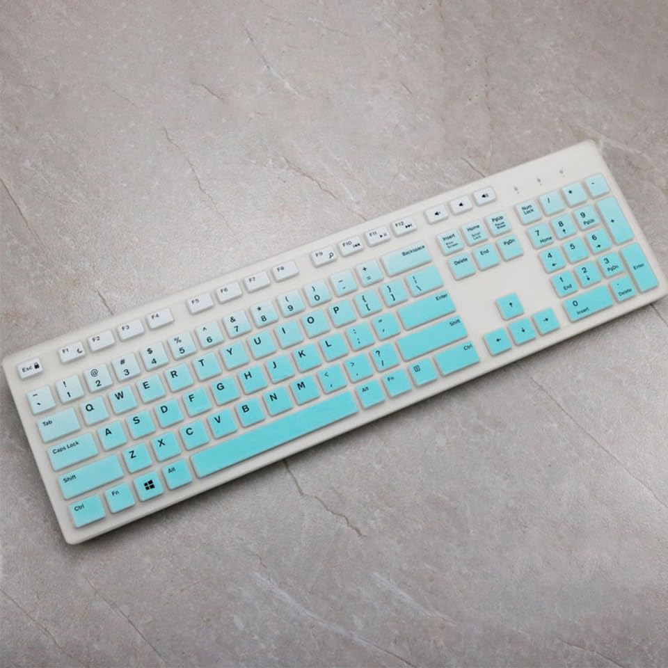 Computer Keyboards 2pcs Cover Silicone Universal Mint Office Case Skin Keyboard Clear Desktop Computer Protector Gradient Compatible for dell Color Laptop Computer Keyboard