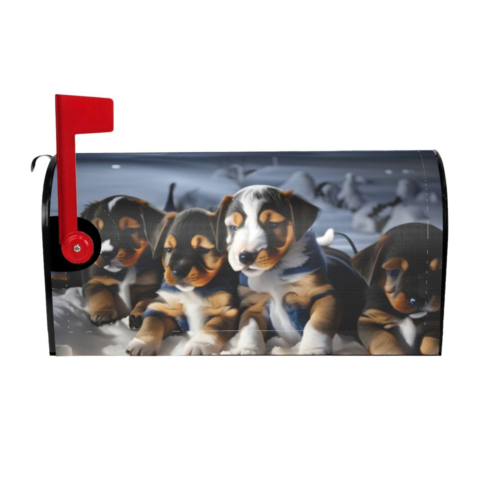 Husky Puppies Dogs Print Mailbox Cover Wraps Post Letter Box Cover Decor For Outside Garden Yard Farmhouse Home